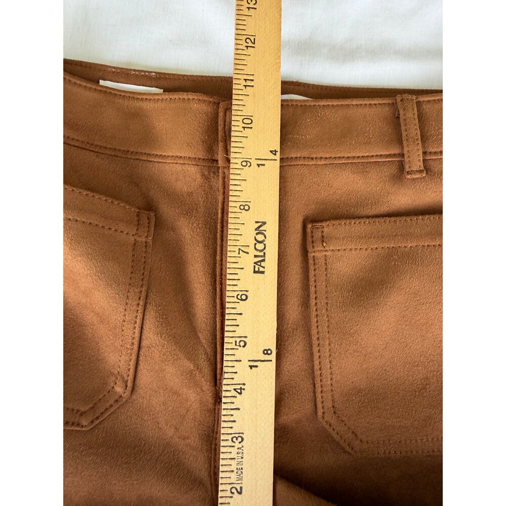 LOFT The Palmer Boho Western Chic Faux Suede Cognac Brown Wide Leg Pants Size 6 - Picture 12 of 13